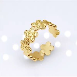 Vintage Gold Floral Wrap Ring Adjustable